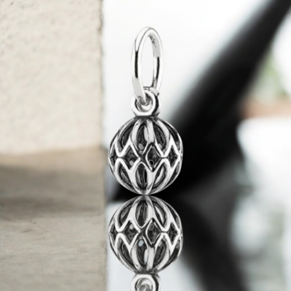Pandora Sterling Silver Cultured Or Floral Elegance Small Dangle Charm Retired